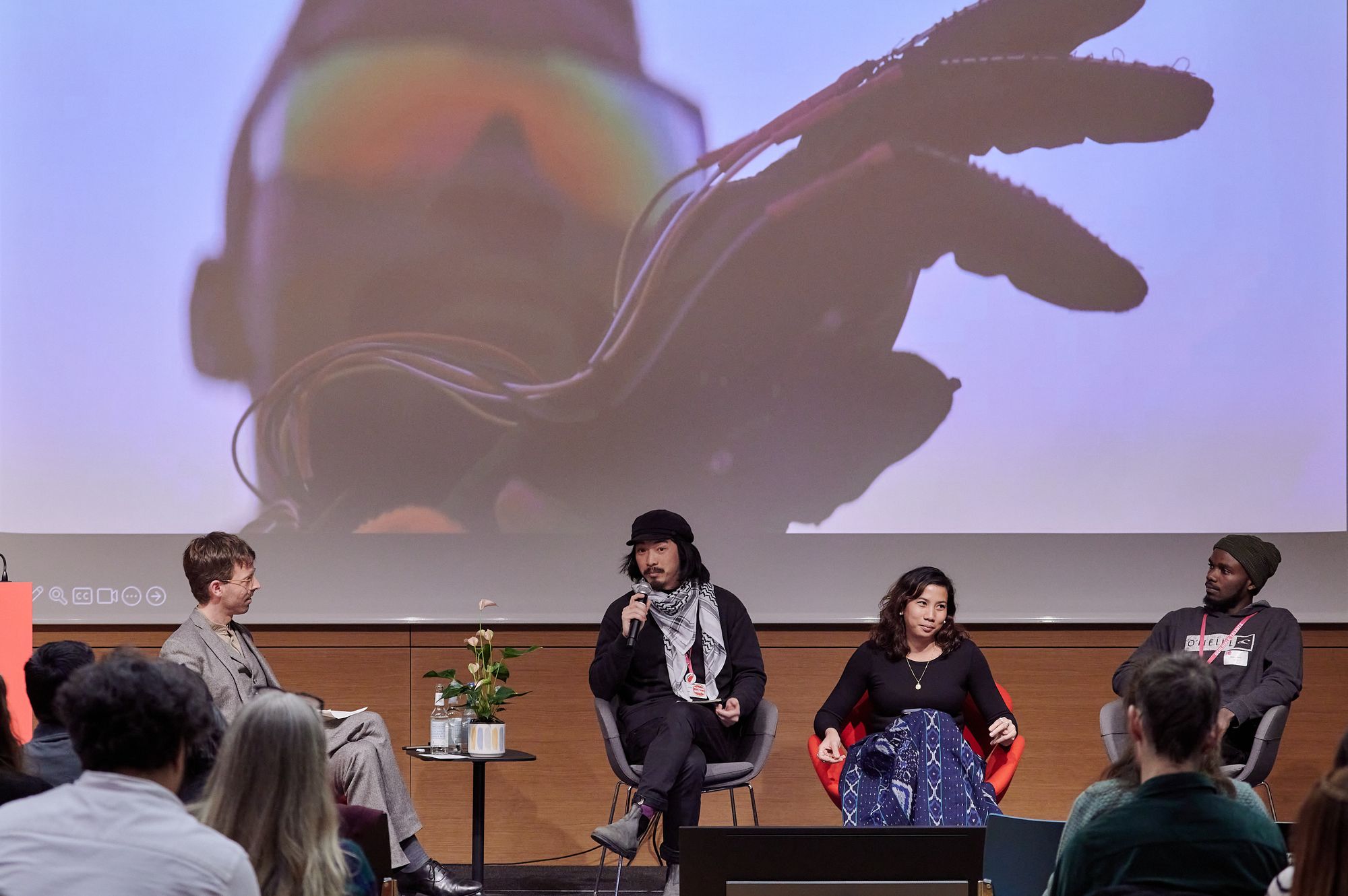 Daniel Chein, of the Doc Station 2024, presents at the EFM, alongside Grace Simbulan and Maisha Maene.