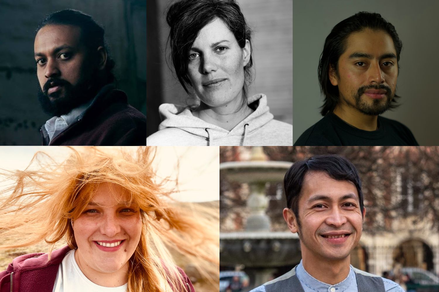 The 2024 Berlinale Talents, including (clockwise from top left) Tushar Prakash, Sophie Linnenbaum, Enrique Salanic, Abdul Zainidi and Anna Hints.